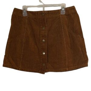 Rue21 brown corduroy button front miniskirt medium fall outfit staple nostalgic
